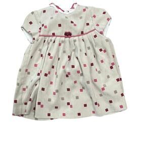 Mayoral Girls 6-9 Mo Dress Pink Rose Squares Short Sleeve Spain